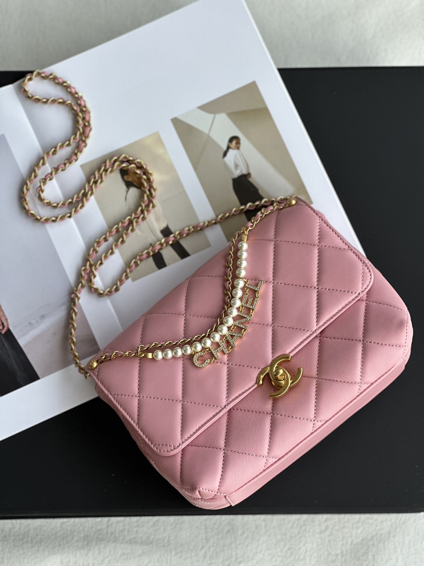 Chanel Classic Flap Bag Crossbody & Shoulder Bags Pink Chains