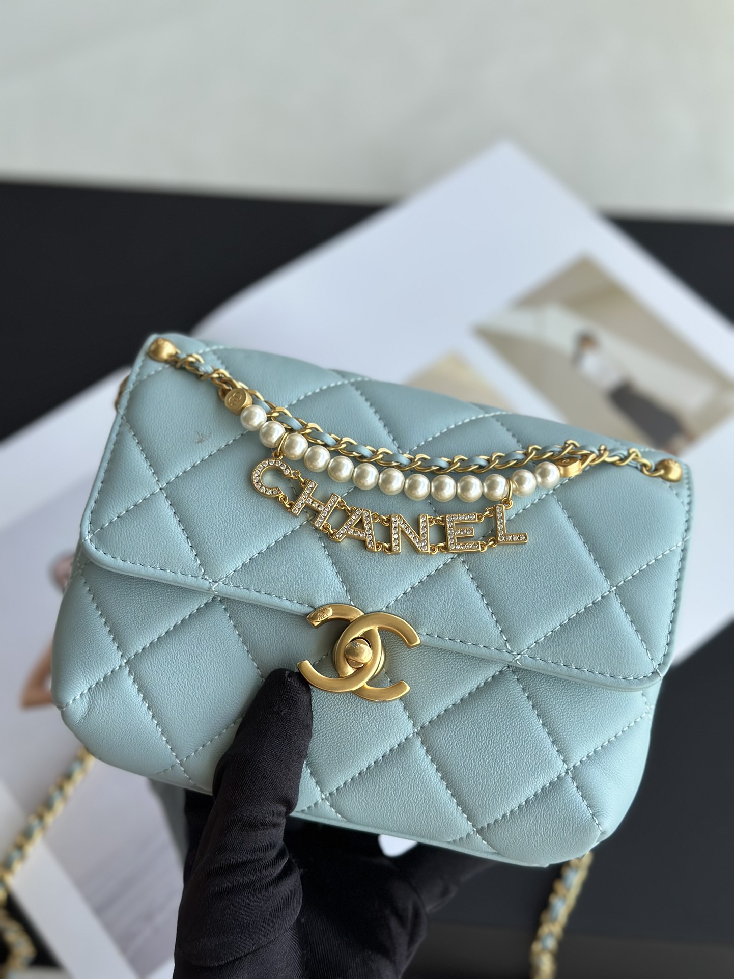 Chanel Classic Flap Bag Fake
 Crossbody & Shoulder Bags Blue Chains