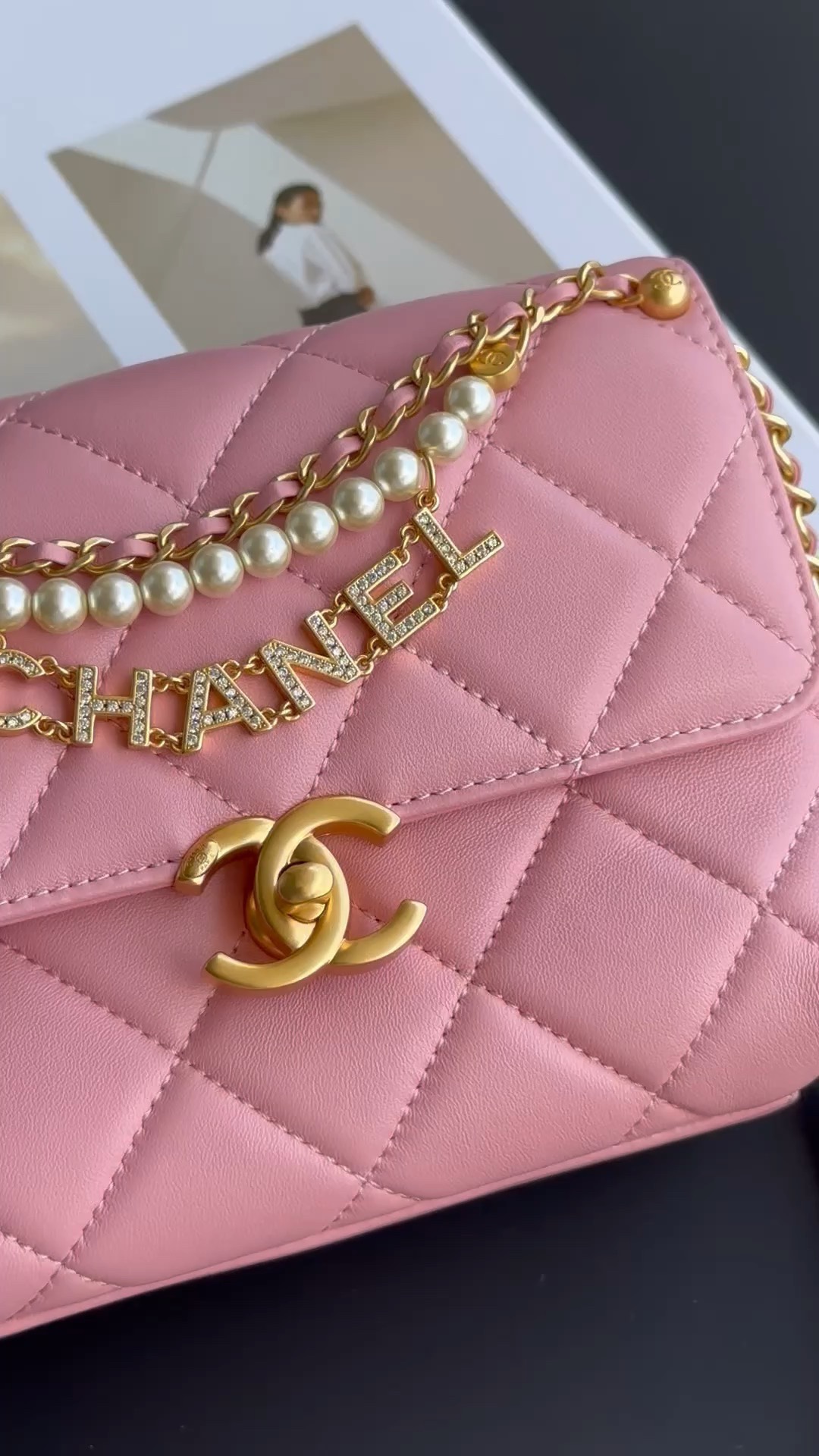 Chanel Classic Flap Bag Crossbody & Shoulder Bags Pink Chains