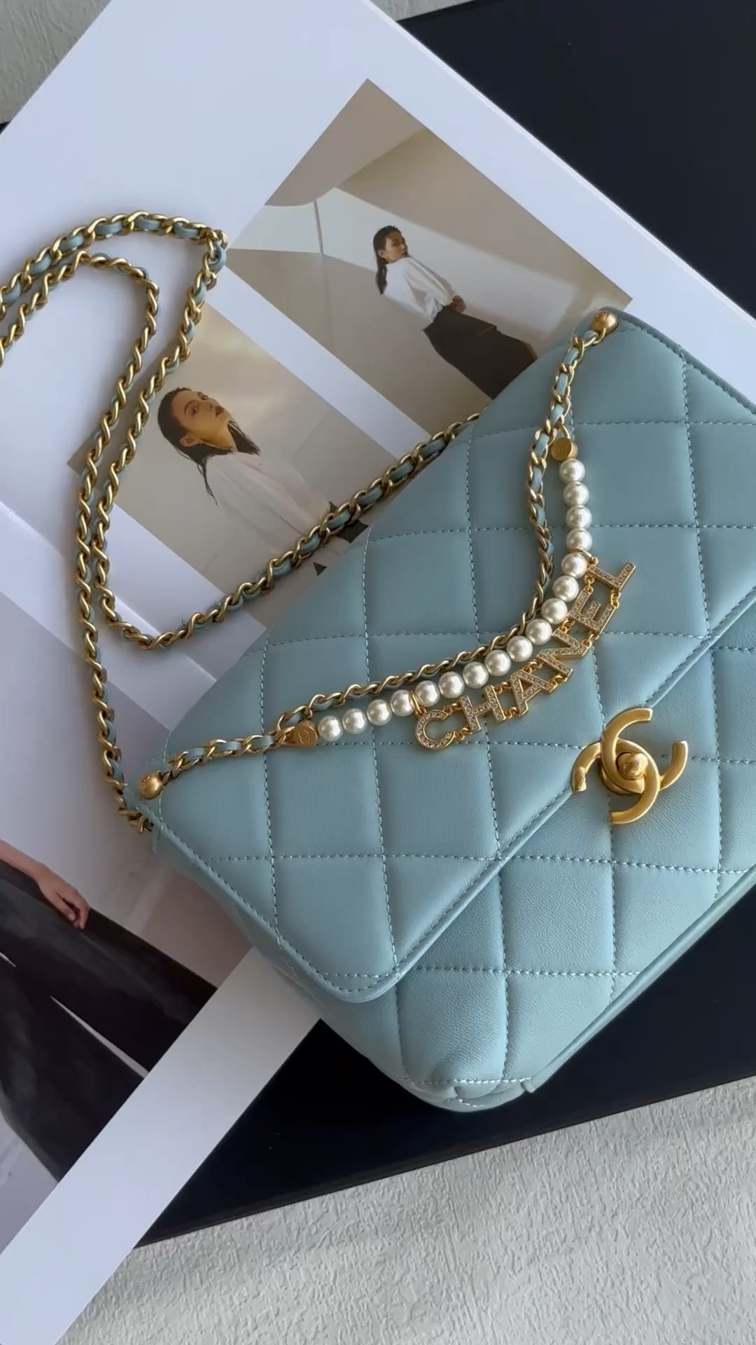 Chanel Classic Flap Bag Crossbody & Shoulder Bags Blue Chains