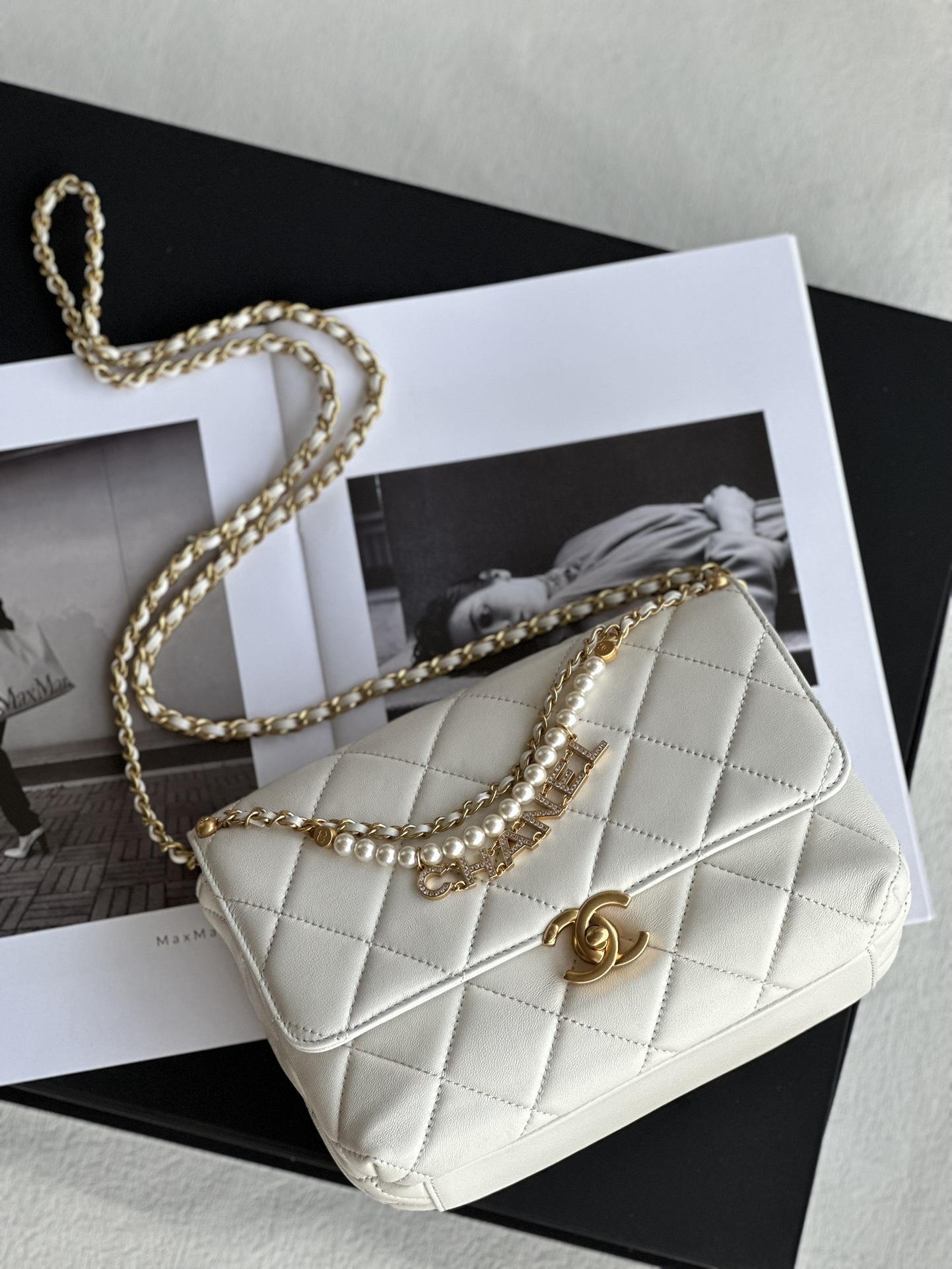 Chanel Classic Flap Bag Crossbody & Shoulder Bags White Chains