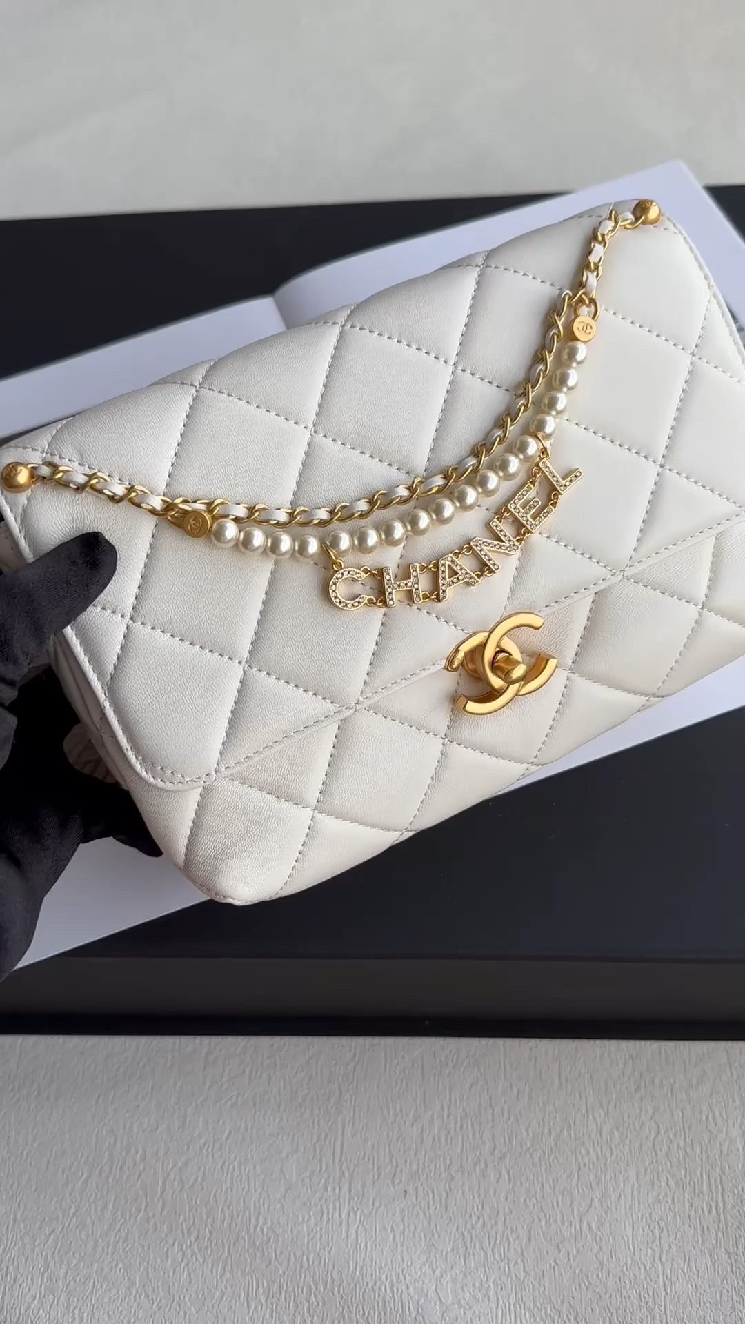 Chanel Classic Flap Bag Crossbody & Shoulder Bags White Chains