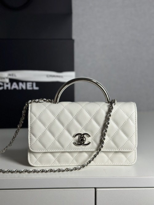 Chanel 25P White Caviar Leather Accordion Bag with Silver Hardware 1 Chanel 25P White Caviar Leather Accordion Bag with Silver Hardware