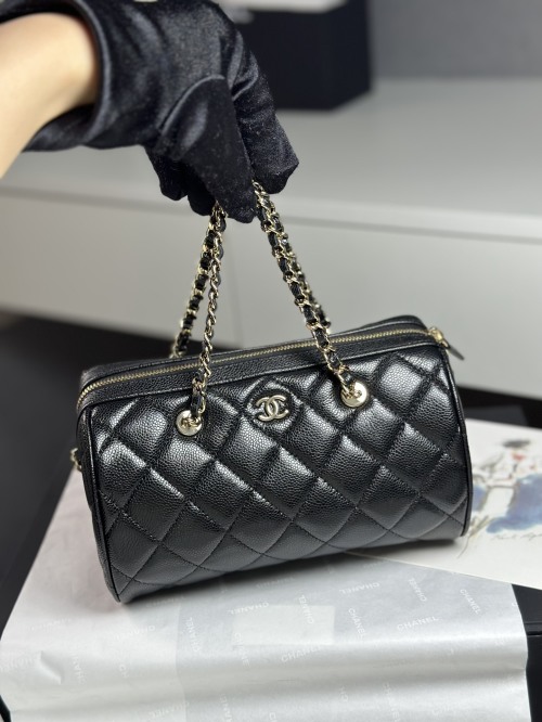 Chanel Black Quilted Leather Mini Bowling Bag with Gold-Tone Hardware 1 Chanel Black Quilted Leather Mini Bowling Bag with Gold-Tone Hardware