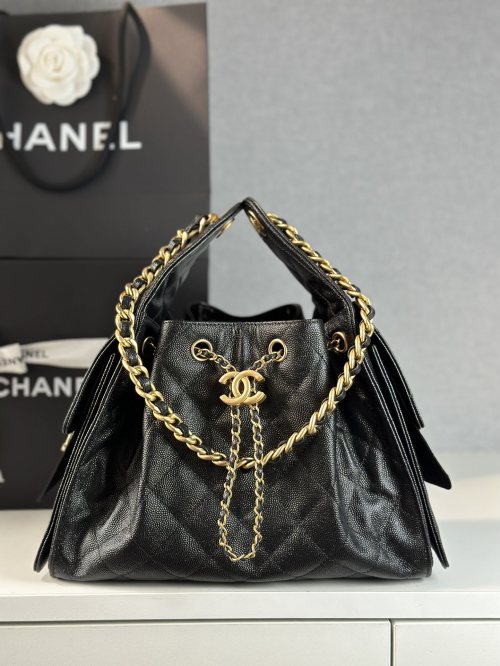 Chanel 25S Drawstring Bucket Hobo Bag Small Caviar Calfskin Leather 1 Chanel 25S Drawstring Bucket Hobo Bag Small Caviar Calfskin Leather