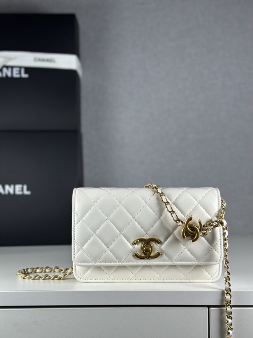 Chanel WOC Adjustable Chain Bag with Double CC Logo - Chic & Compact 1 Chanel WOC Adjustable Chain Bag with Double CC Logo - Chic & Compact