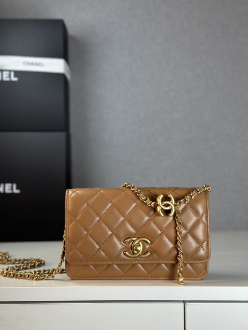 Chanel WOC Chain Bag with Double C Clasp, Lambskin Leather, Adjustable Strap 1 Chanel WOC Chain Bag with Double C Clasp, Lambskin Leather, Adjustable Strap