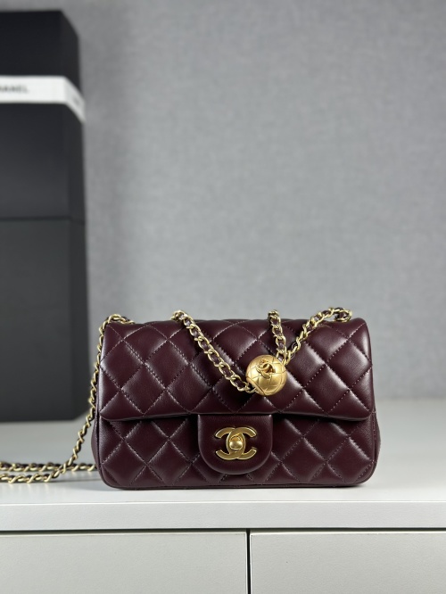 Chanel 25A Mini CF Flap Bag, Deep Burgundy Leather with Gold Hardware 1 Chanel 25A Mini CF Flap Bag, Deep Burgundy Leather with Gold Hardware