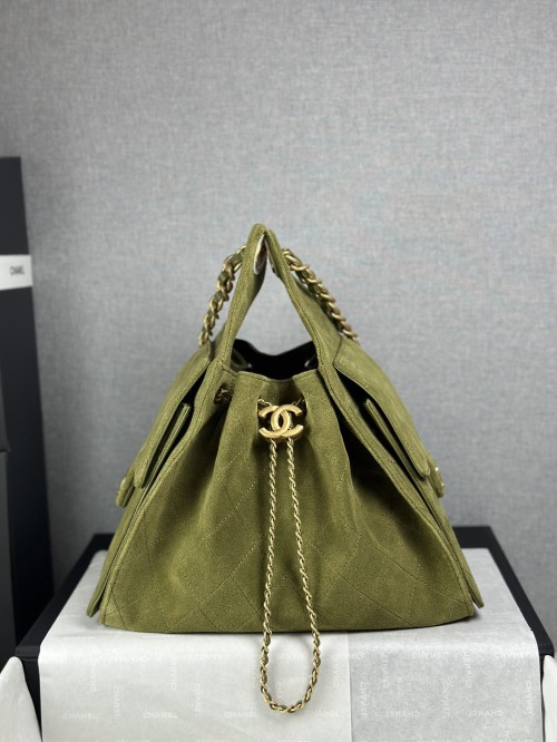 Chanel 25K Hobo Small Green Suede Drawstring Bucket Bag 1 Chanel 25K Hobo Small Green Suede Drawstring Bucket Bag