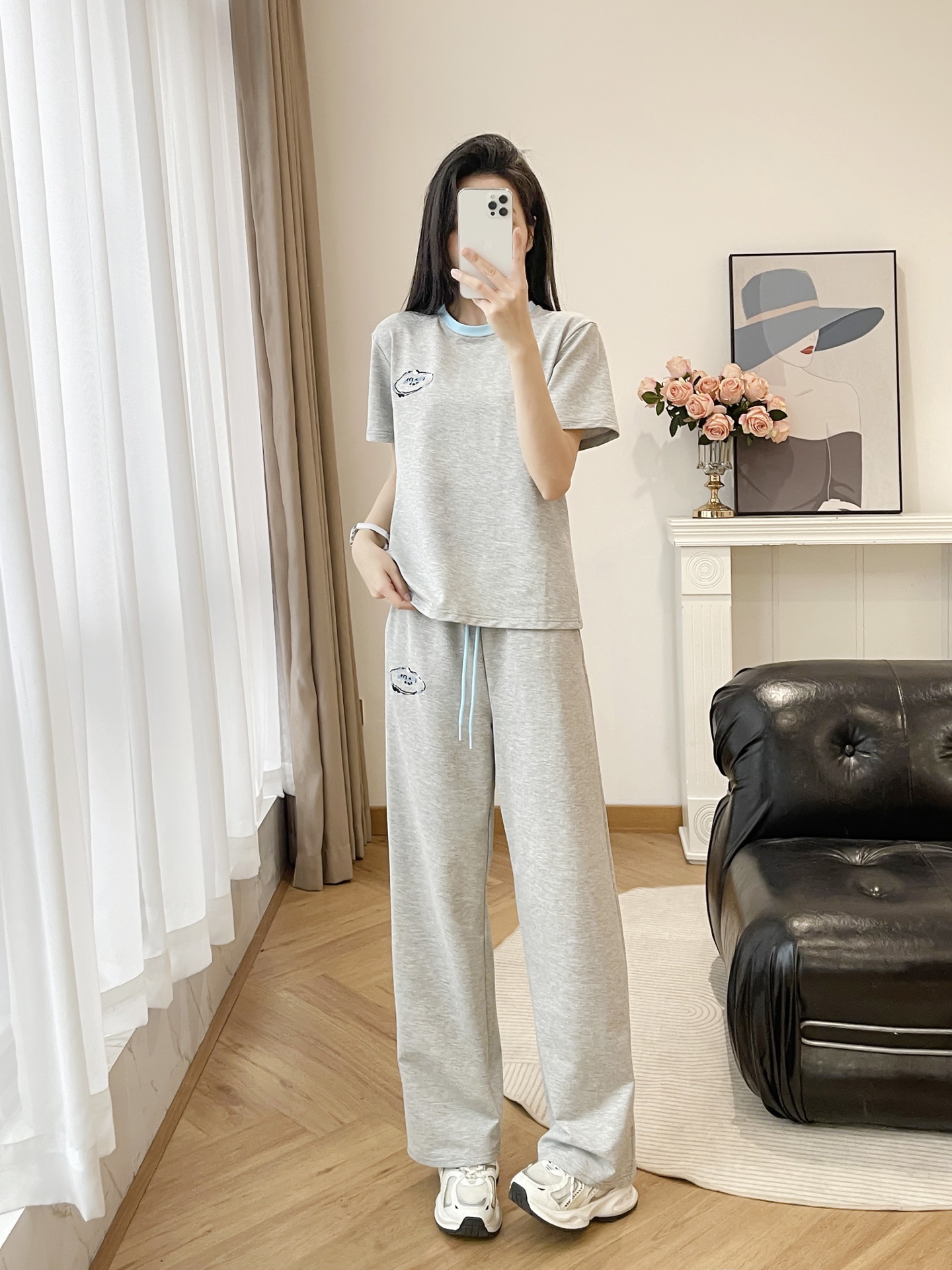 “Prada 205 Female Suit: High-End Quality Cotton Fabric with Heavy Embroidery”