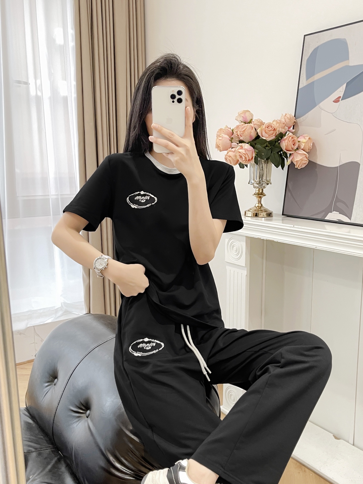 High-Quality Prada Women’s Suit: Cotton Fabric, Color Embroidery, Soft Waist Detail, Sizes SMLXL - 图片 7