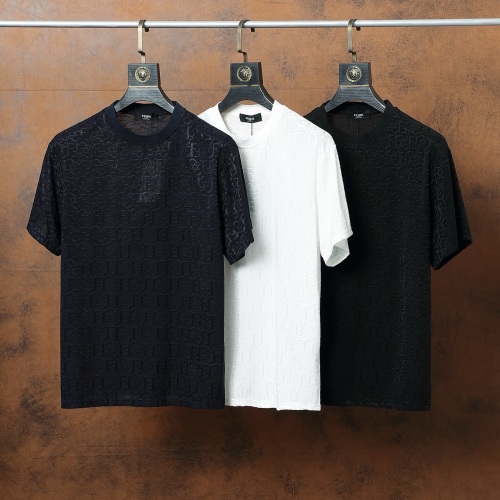 Fendi Men's Three-Tone Jacquard Short Sleeve T-Shirt - High Quality Fabric 1 Fendi Men’s Three-Tone Jacquard Short Sleeve T-Shirt – High Quality Fabric