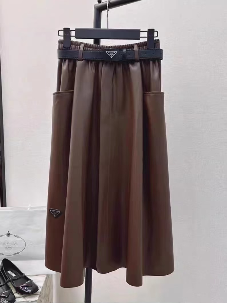 P1242 High-quality women ‘ s clothing The Prad’s a leather skirt - 图片 6