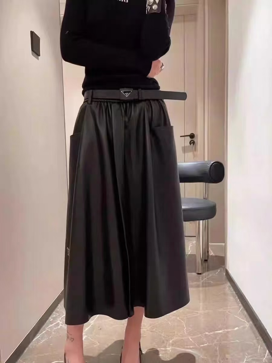 P1242 High-quality women ‘ s clothing The Prad’s a leather skirt - 图片 8