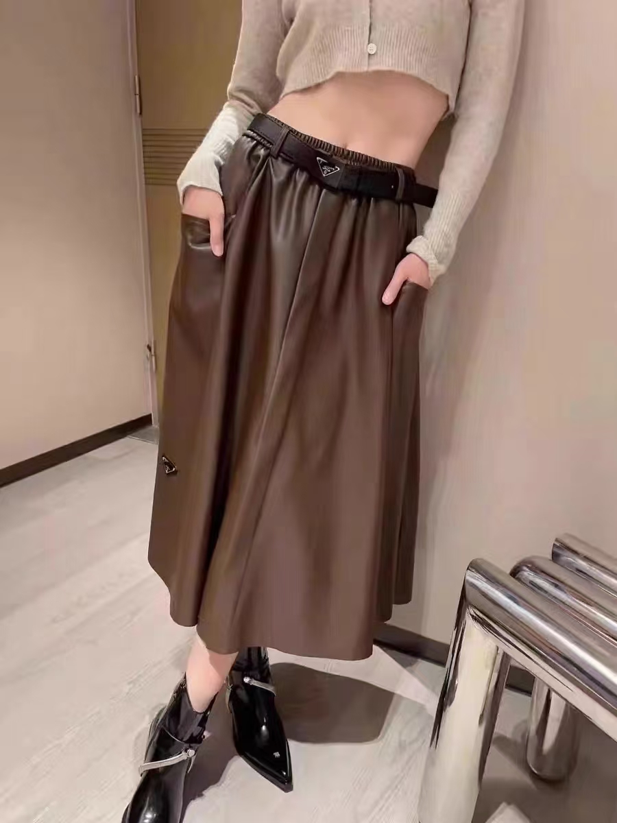 P1242 High-quality women ‘ s clothing The Prad’s a leather skirt - 图片 9