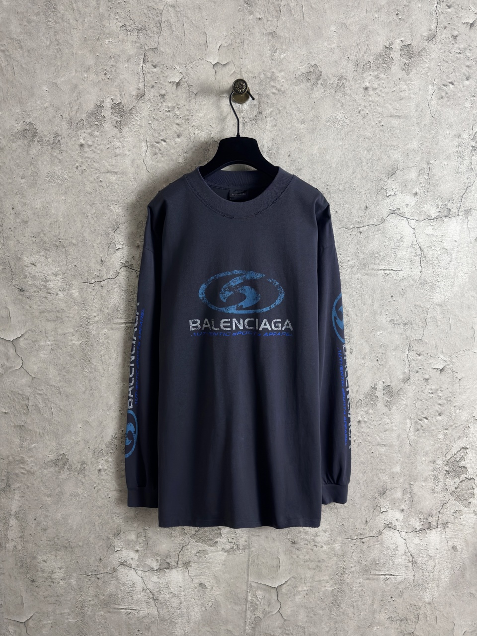 P140 Balenciaga surfing Sudadera con cuello redondo y estampado borroso LOGO Talla: Xs-L Color: verde cera