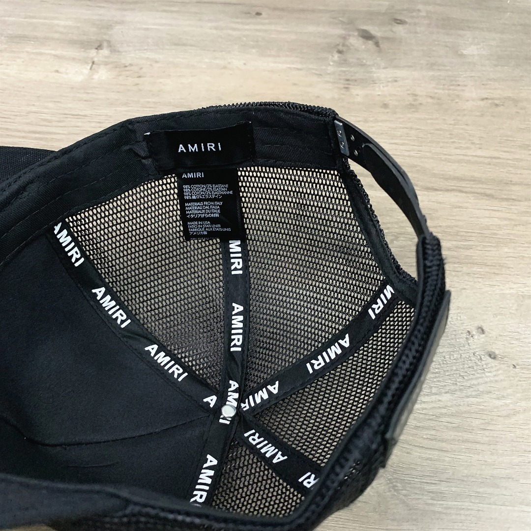 9825#P38#AMIRI美式棒球帽网状透气帽子硬顶鸭舌帽男女情侣显脸小百搭帽#
可调节
颜色：黑色