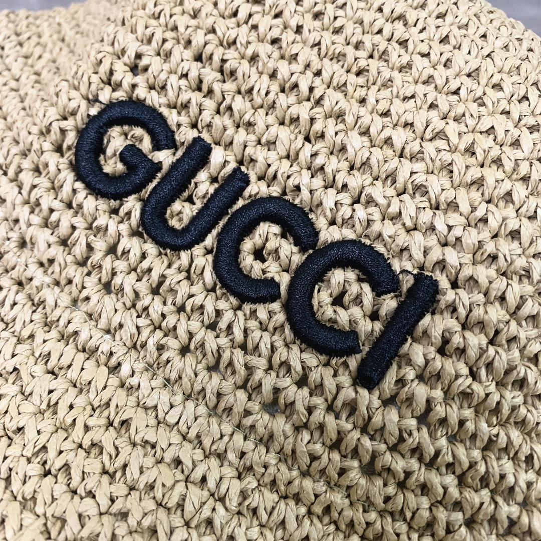 1010#P42#GUCCI古驰刺绣LOGO草帽渔夫帽休闲户外百搭遮阳帽#
均码
颜色：啡色 杏色 卡其色 黑色