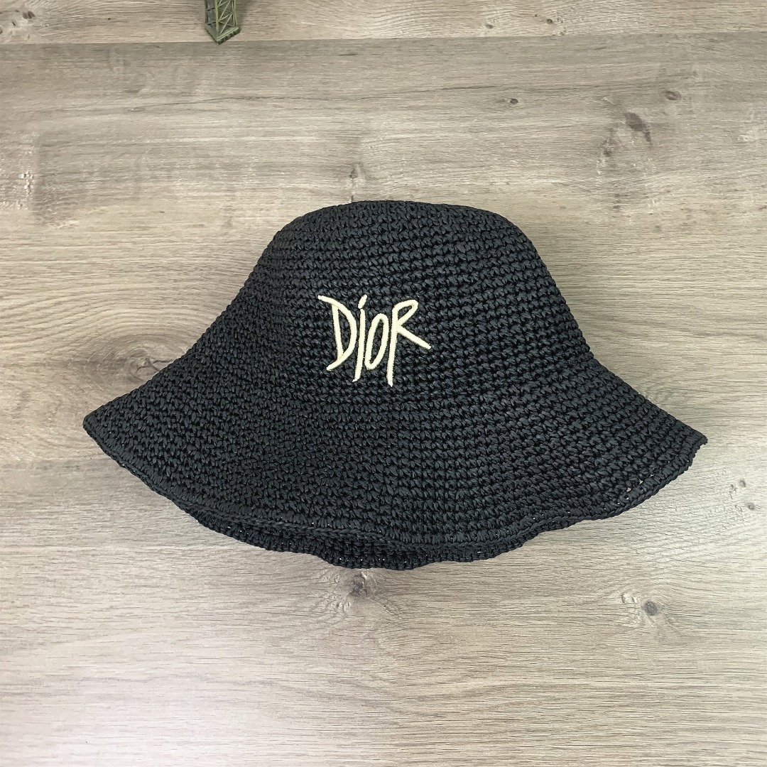 1011#P42#dior刺绣字母草帽休闲户外渔夫帽百搭遮阳帽时尚帽子#
均码
颜色：黑色 啡色 杏色 卡其色