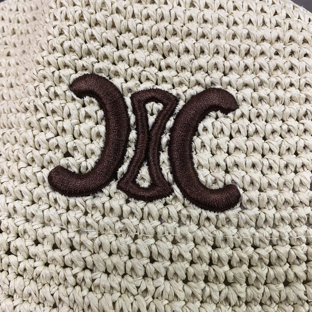 1012#P42#CELINE赛琳刺绣渔夫帽休闲户外时尚草帽百搭遮阳帽显脸小#
均码
颜色：黑色 卡其色 啡色 杏色