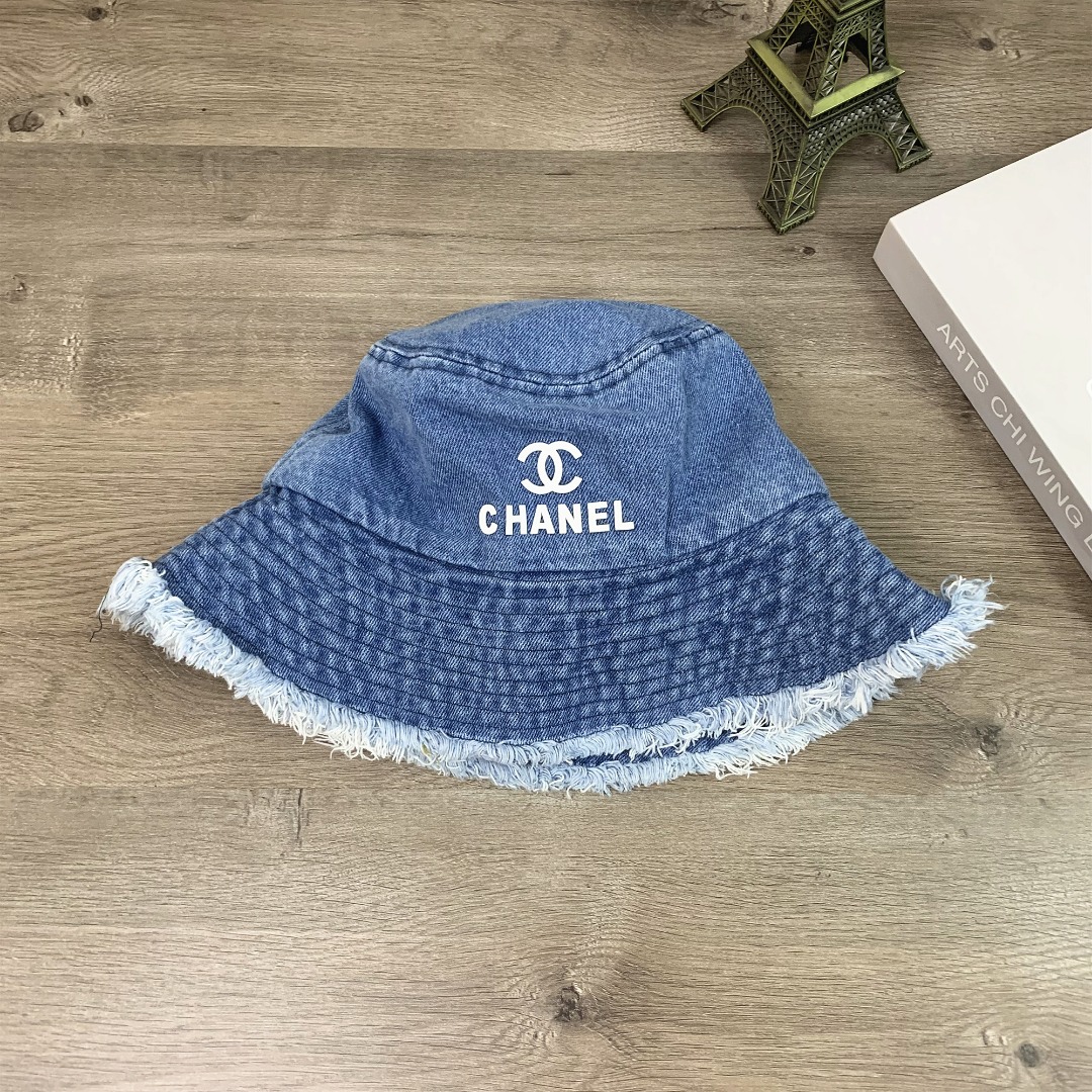 1021#P44#CHANEL香奈儿立体印花牛仔渔夫帽遮阳帽休闲百搭男女同款帽子#
均码
颜色：黑色 浅蓝色 深蓝色