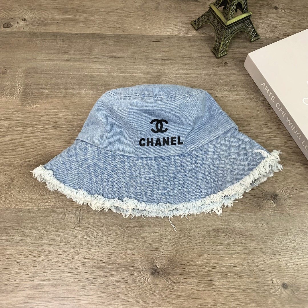 1021#P44#CHANEL香奈儿立体印花牛仔渔夫帽遮阳帽休闲百搭男女同款帽子#
均码
颜色：黑色 浅蓝色 深蓝色