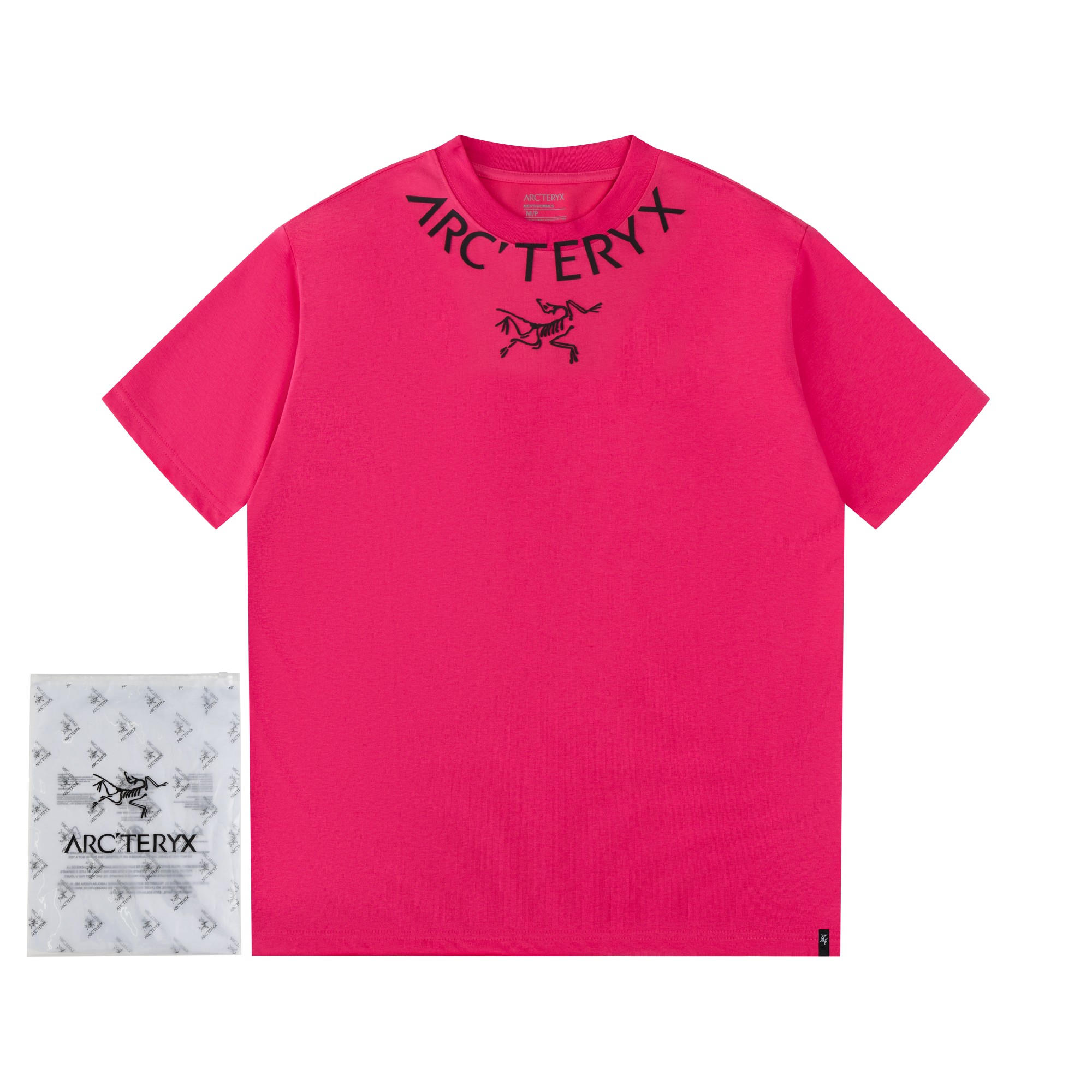 始祖鸟Ayc Teryx (款号25013) 2025FW短袖T恤 小鸟字母LOGO压胶 高端26s双纱270克面料 重磅面料 定制拉架罗纹同缸同染 三标齐全 男女同款 颜色:黑色 白色 玫红色 1.