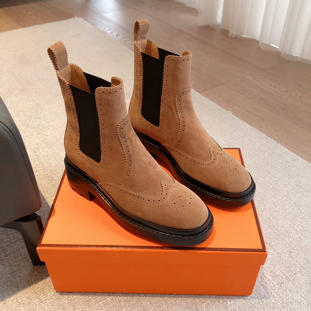 Hermes Kelly Short Boots Calfskin Cowhide Lambskin Sheepskin