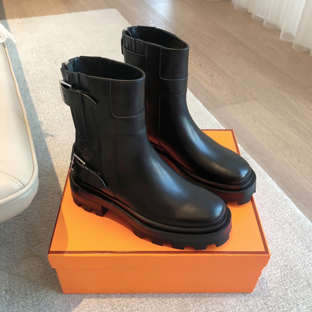 Hermes Kelly Martin Boots Calfskin Cowhide Lambskin Sheepskin