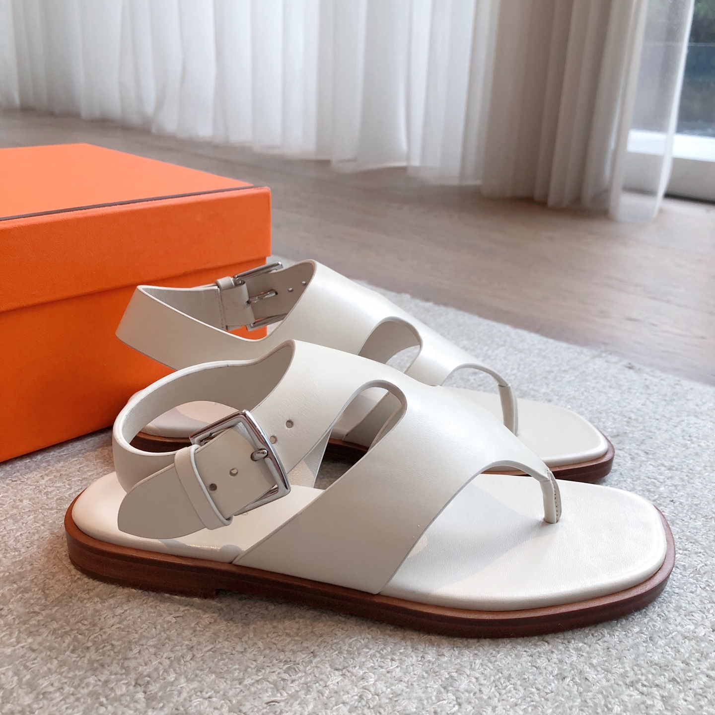 Hermes Eclair White Leather Slingback Sandals - Stylish & Comfortable 4 i1743323089191 8655 0 2