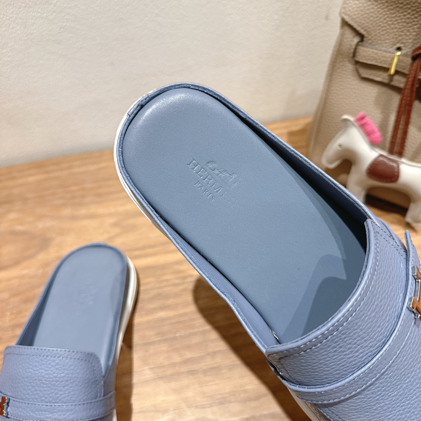 Hermès Men's Blue Leather Mules, Comfortable & Lightweight Shoes 8 i1749771398618 5242 0 6