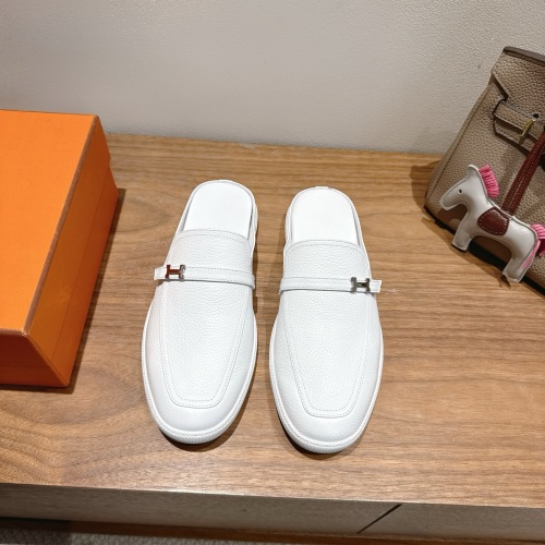 Hermès SS25 White Leather Mules Comfortable & Lightweight Couple Shoes 1 Hermès SS25 White Leather Mules Comfortable & Lightweight Couple Shoes