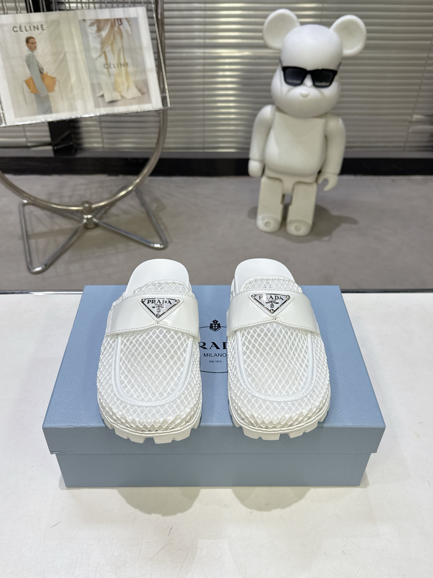 Prada Prad* 普拉达新款一脚蹬厚底勃肯包头半拖