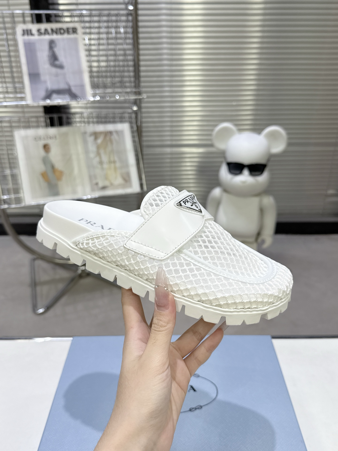 Prada Prad* 普拉达新款一脚蹬厚底勃肯包头半拖