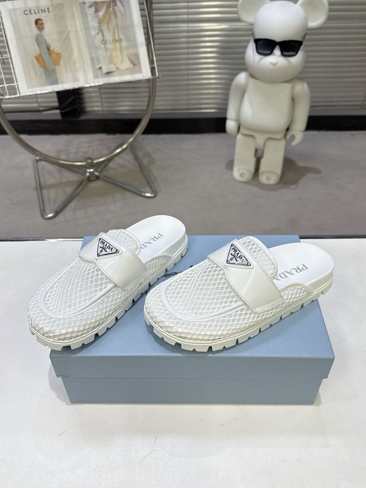 Prada Prad* 普拉达新款一脚蹬厚底勃肯包头半拖