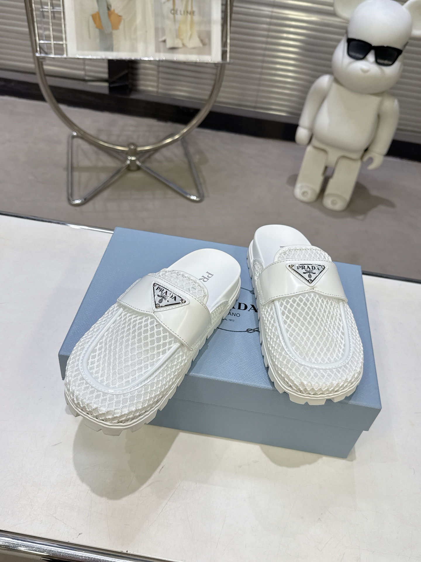 Prada Prad* 普拉达新款一脚蹬厚底勃肯包头半拖