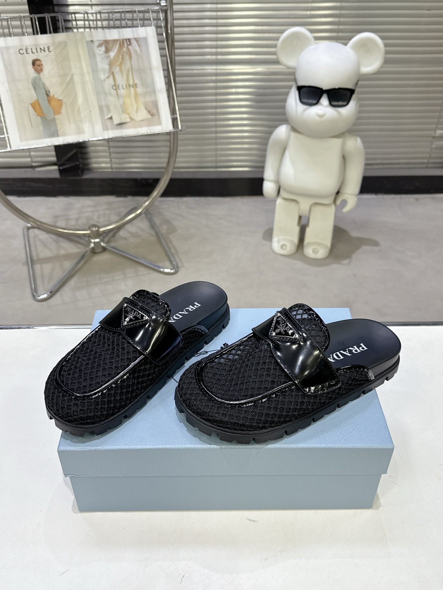 Prada Prad* 普拉达新款一脚蹬厚底勃肯包头半拖