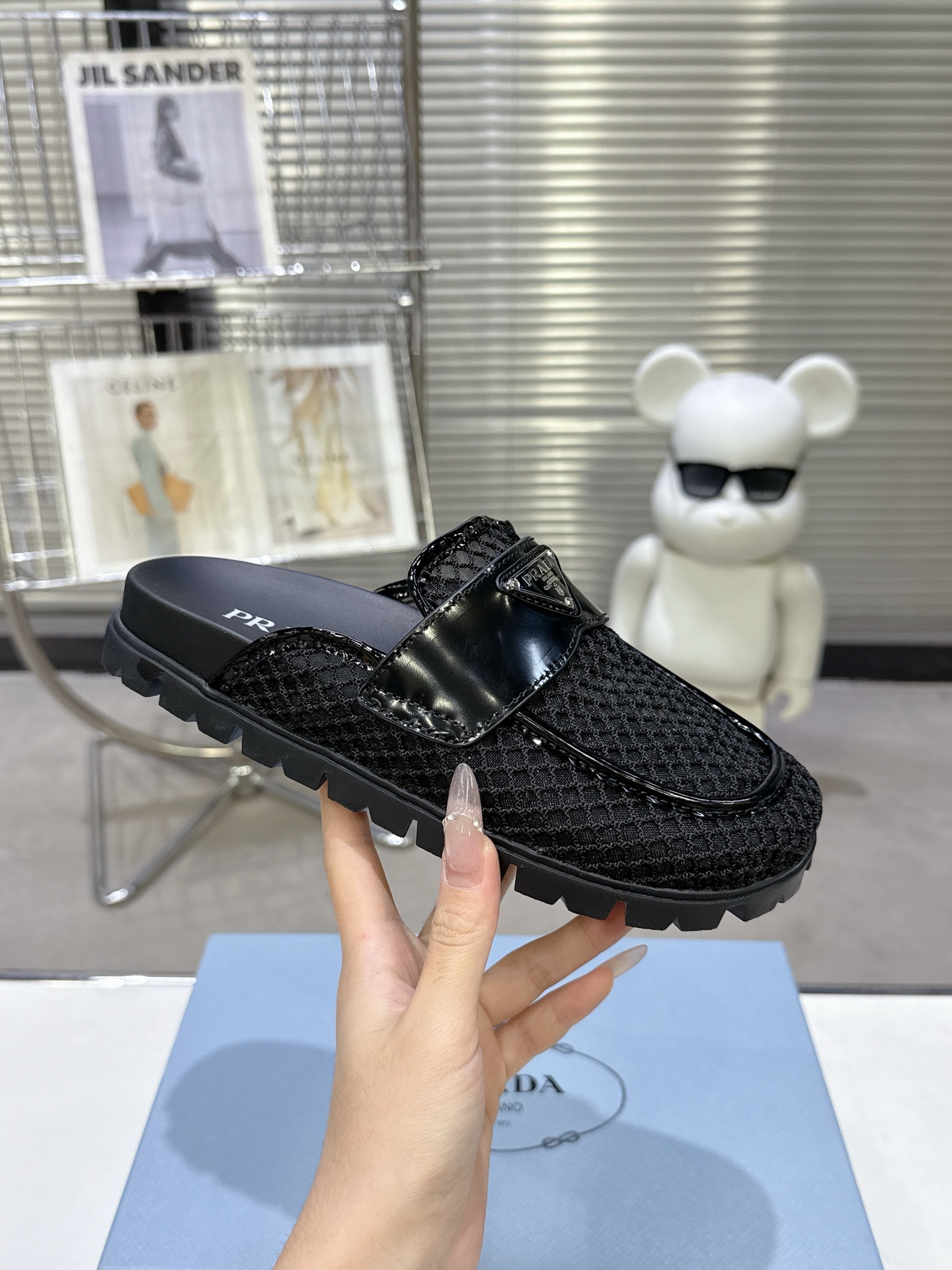 Prada Prad* 普拉达新款一脚蹬厚底勃肯包头半拖