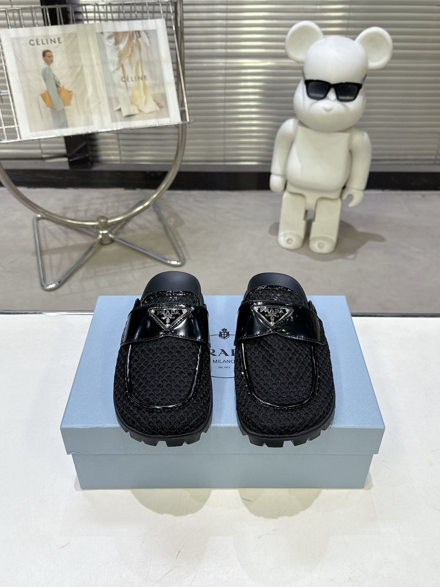 Prada Prad* 普拉达新款一脚蹬厚底勃肯包头半拖