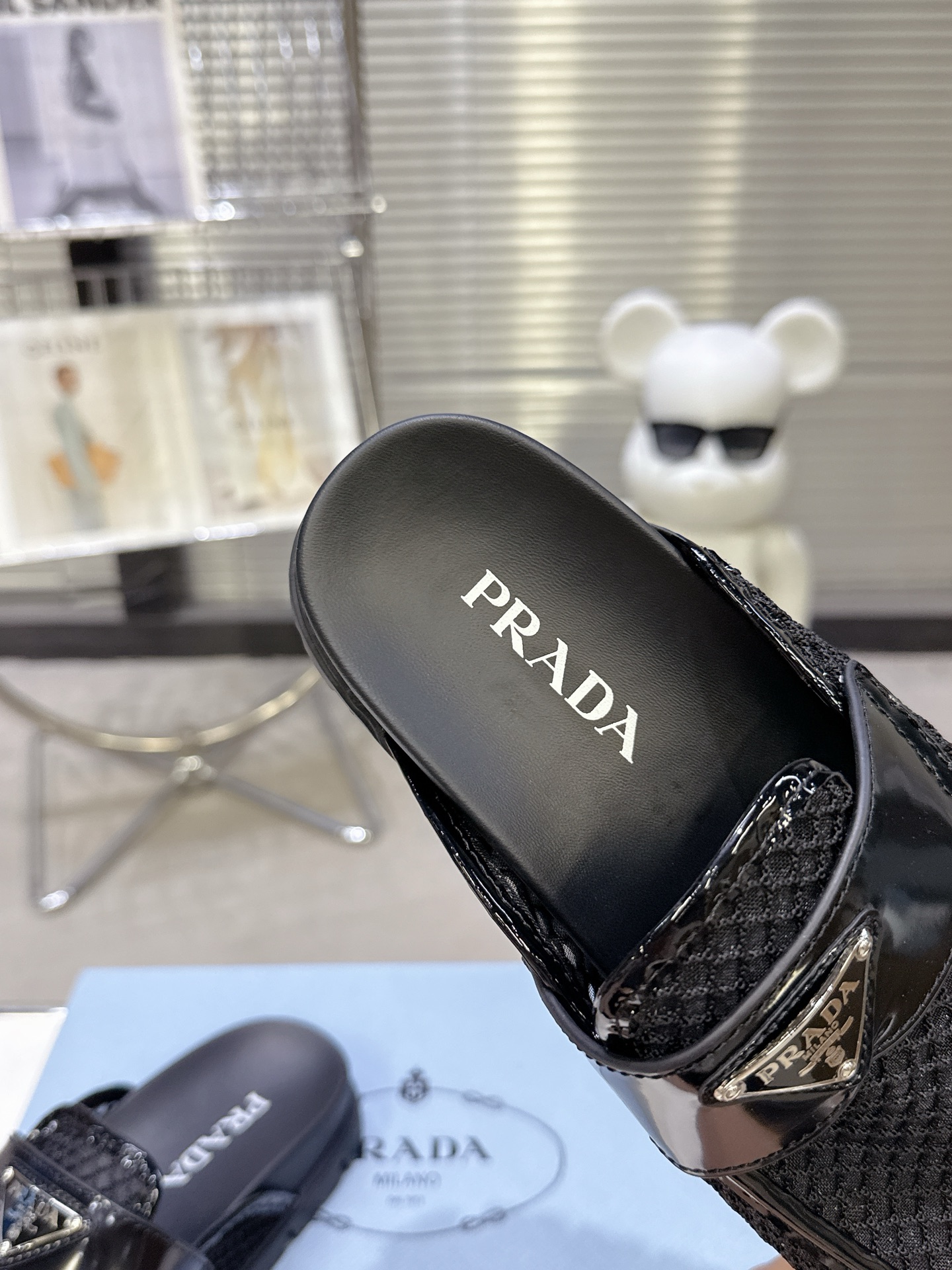 Prada Prad* 普拉达新款一脚蹬厚底勃肯包头半拖
