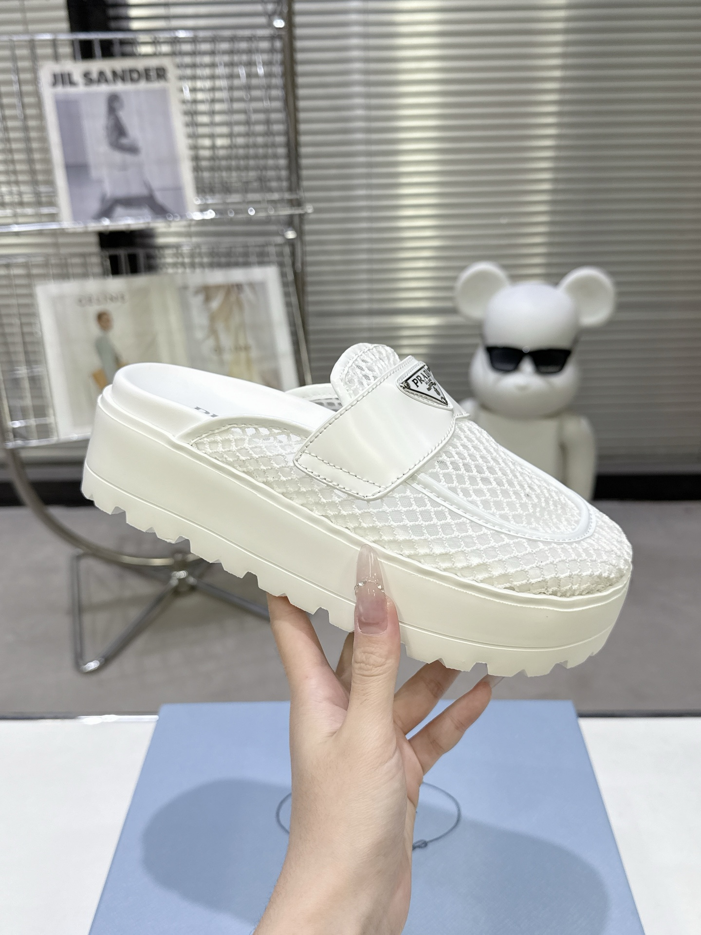 Prada Prad* 普拉达新款一脚蹬厚底勃肯包头半拖