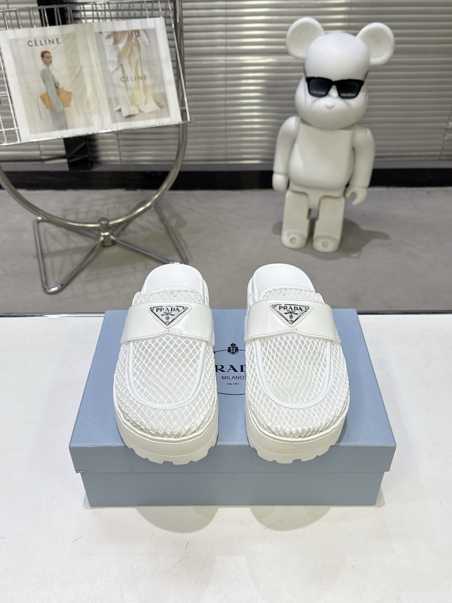Prada Prad* 普拉达新款一脚蹬厚底勃肯包头半拖