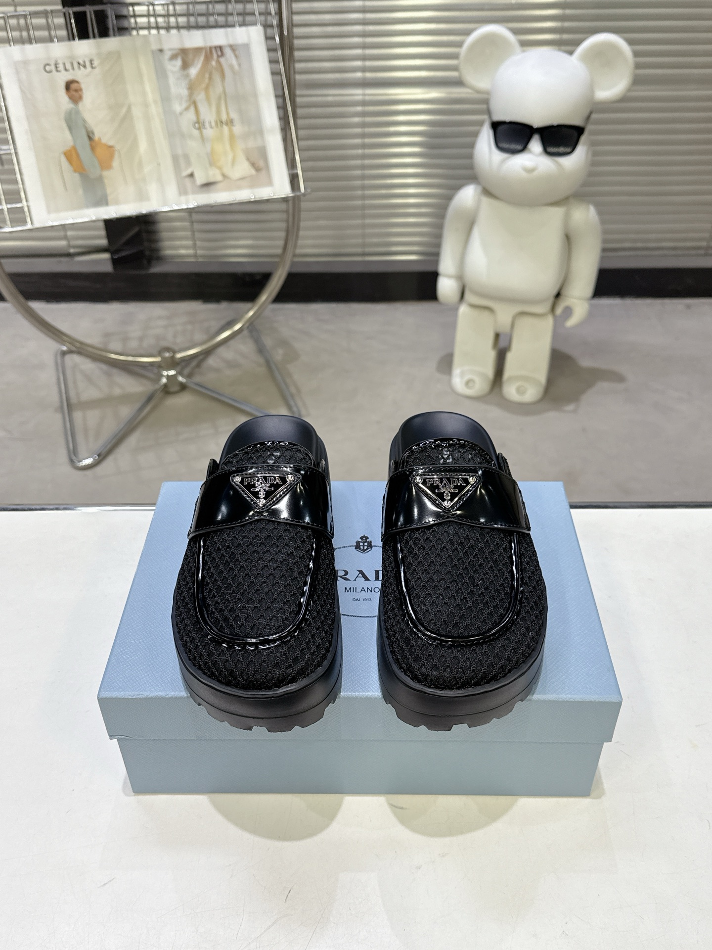 Prada Prad* 普拉达新款一脚蹬厚底勃肯包头半拖