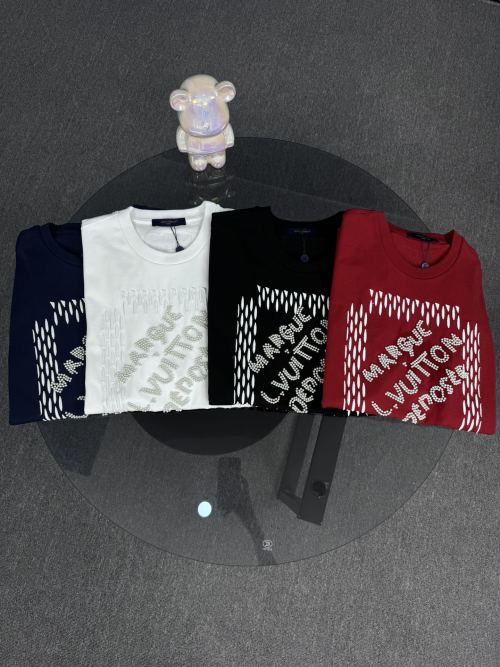 Louis Vuitton 2025SS Embroidered Beaded Cotton T-Shirt - Designer Fashion 1 Louis Vuitton 2025SS Embroidered Beaded Cotton T-Shirt – Designer Fashion