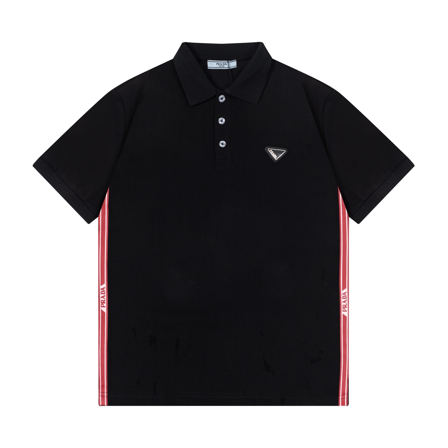 PRADA 2025 nuevo modelo Letras de rayas rojas en el costado Impreso Logotipo de sello de cuero triangular personalizado…