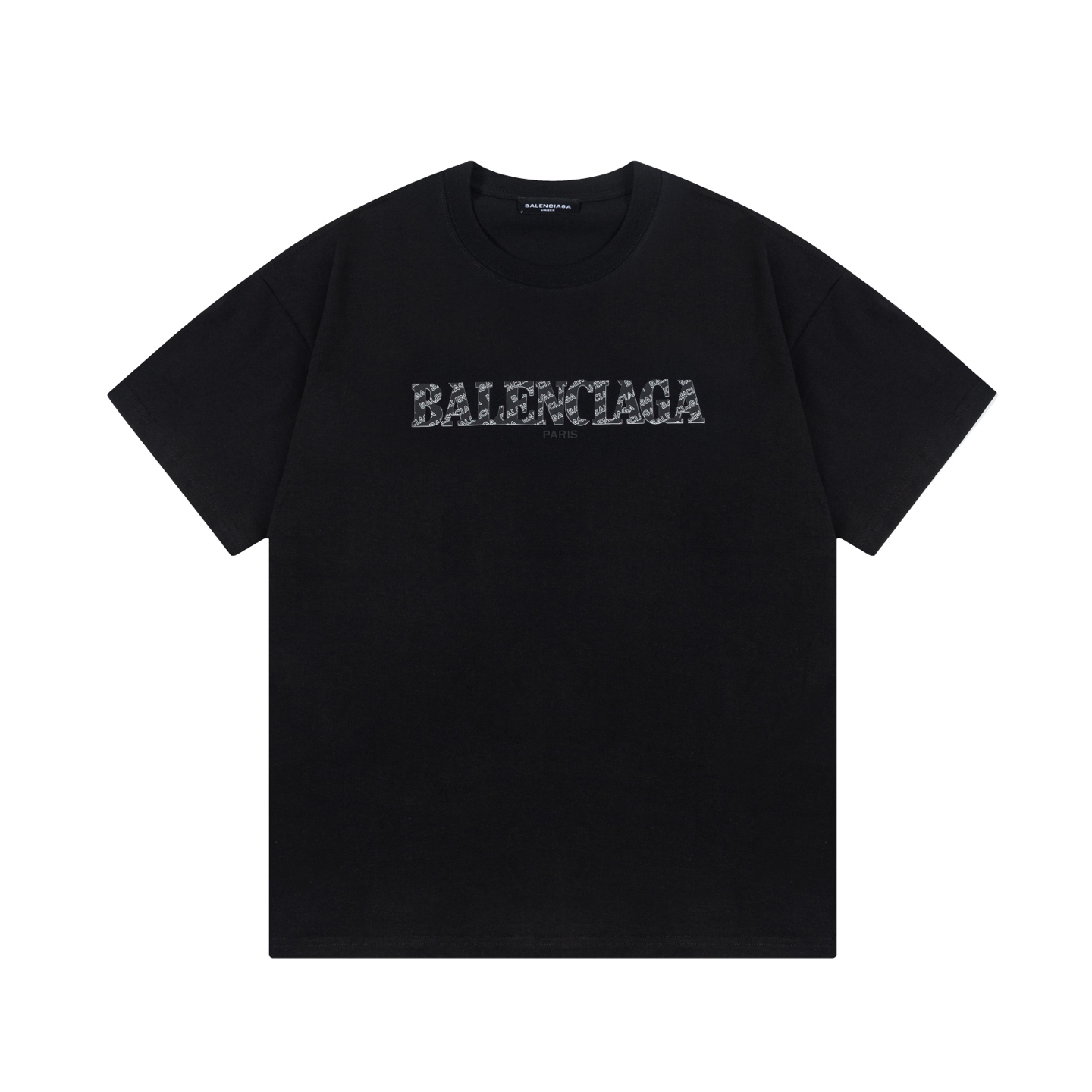 P75 Balenciaga 巴黎世家 2025 Nuevo modelo, logo de letras con estampado láser, parche de cuero personalizado, camiseta de m…