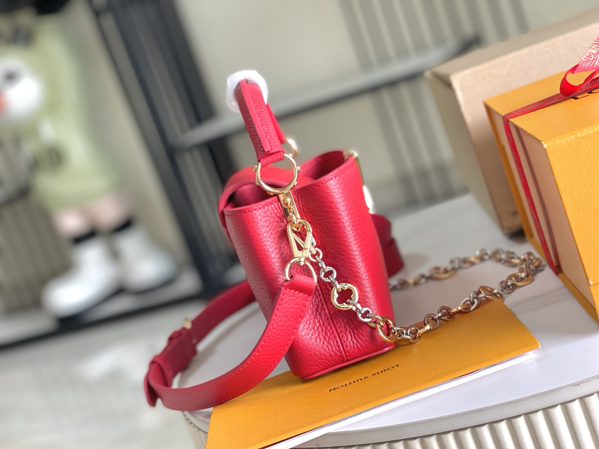 特级精品原厂皮红色迷你CapucinesBB手袋