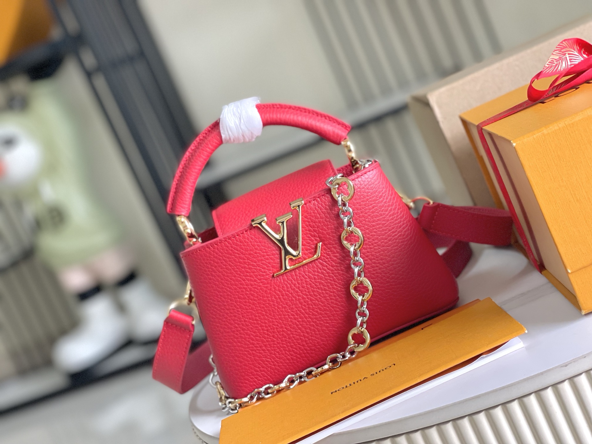 特级精品原厂皮红色迷你CapucinesBB手袋