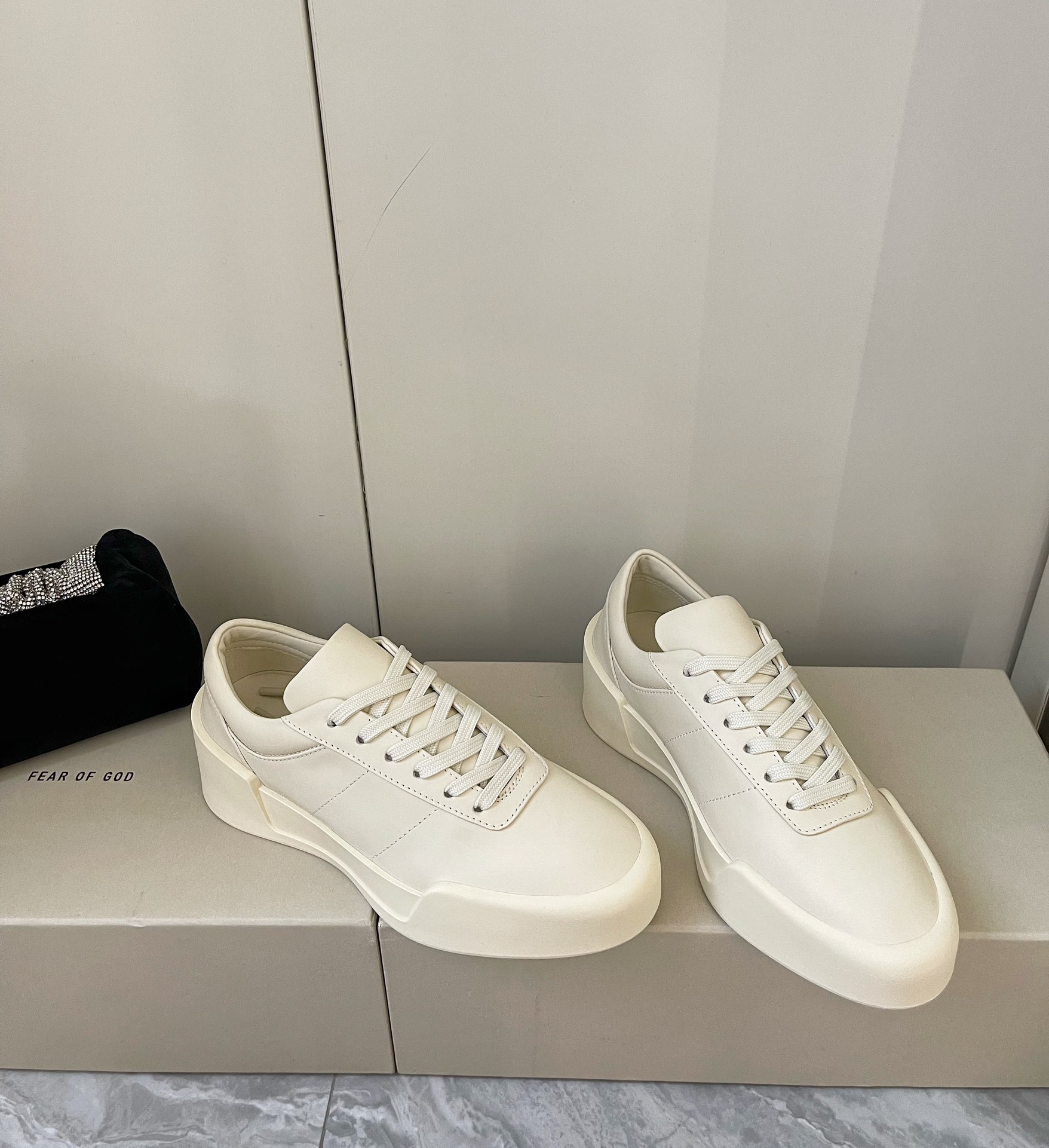 Luxurious Fear of God Silk-Skin Summer Sneakers in Rice and Sand Colors