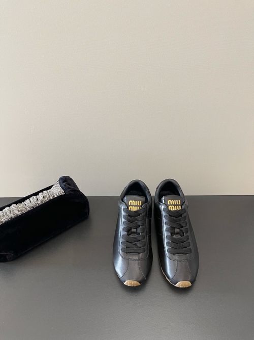 Miu Miu Leather Sneaker Retro Fashion Thick Sole Casual Board Shoes 1 Miu Miu Leather Sneaker Retro Fashion Thick Sole Casual Board Shoes